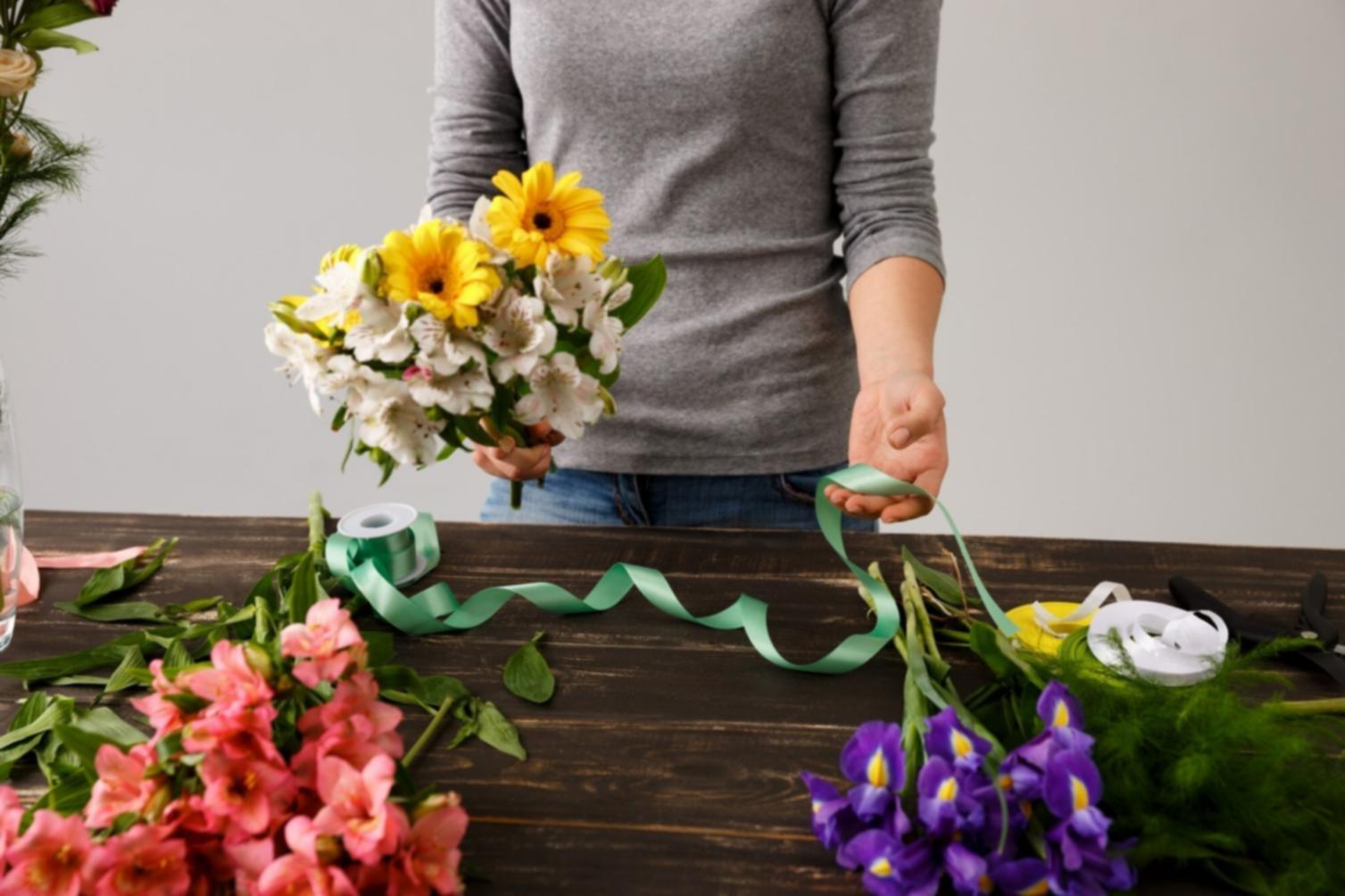 Elegant wedding decoration setup with floral arrangements and ambient lighting